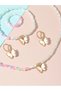 Girls Multi-Color Butterfly Charm Beaded Necklace, Bracelet, Ring and Earrings Set - 4