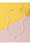 Girls White Butterfly Pendant Pearl Beaded Necklace - 3