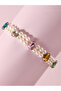Pack of 3 - Girls Multi-Color Gemstone Embellished Pearl Beaded Bracelets - 3