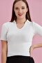 Short Sleeve Camisole Polo Neck Blouse - 3