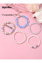 Pack of 5 - Girls Multi-Color Beaded and Chain Bracelets - 4