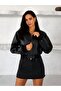 Oversize Leather Look Bomber Women's Jacket - 2