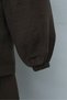 High Collar Striped Suit with Elastic Sleeves and Waist - Dark Brown - 5