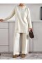 Women's Oversize Hooded Knitwear Set Ecru - 4