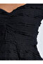 Black Textured Sweetheart Neck Long Sleeve Peplum Top - 4