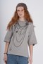Pendant Patterned Women'S/Teen Girls' T-Shirt – Chain Print Cotton Oversized Street Style T-Shirt - 4