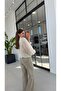 Shiny Fabric Gold Buttoned Jacket Cream - 3