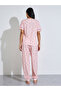 Pink All Over Star Print V Neck T-Shirt and Cuffed Hem Pants Pyjama Set - 5
