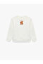 Dog Embroidered Crew Neck Long Sleeve Sweatshirt - 4