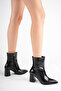 Women's Black Pointed Toe 7.5 cm Thick Heeled Winter Boots - 5