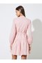 Pink Embroidered Tie-Up Waist Shirt Mini Dress - 4