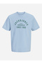 Light Blue Crew Neck T-Shirt with Logo Print - 2