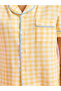 Yellow Checked Pocket Detail Shirt and Straight Pants Pyjama Set - 4