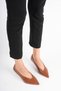 Women's Tan Pointed Toe 4 cm Short Thin Heeled Stiletto Shoes - 4
