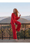 Buttoned Woven Satin Fabric Pajama Set - 2