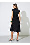 Black Solid Sleeveless Pleated A-Line Midi Dress - 5