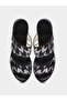 Black Sequin Platform Mules with Block Heel - 5