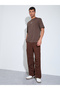 Brown Embroidery and Print Crew Neck Oversized T-Shirt - 2
