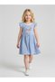 Girls Light Blue Striped Fit and Flare Knee-Length Dress By Juniorloom - 4