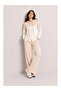 Women's Shirted Long Sleeve Premium Modal Top and Bottom Tracksuit Set - Stone - 3