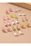 Girls Set of 12 - Flower and Pearl Stud Earrings - 2