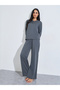 Cotton V Neck Button Front T-Shirt and Pyjama Set - 2