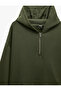 Oversize Hooded Half-Zip Sweatshirt with Kangaroo Pocket - 8