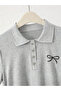 Grey Bow Print Mini Polo T-Shirt Dress with Short Sleeves - 4