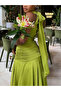 Green Ruched Halter Neck Wiggle Maxi Dress - 3