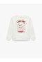 Crew Neck Long Sleeve Dog Printed Sweatshirt
