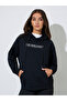 Black Oversized Slogan Print Hoodie - 3