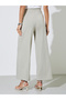 Beige Wide Leg Ankle Length Pants with Pleats - 4