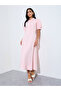 Pink Solid Short Puff Sleeves Shirt Maxi Dress - 3
