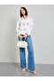White Floral Embroidered Ruffle Cuff Blouse - 2