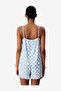 Women's Blue Sleeveless Viscose Pyjama Set with Shorts - 4