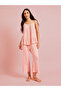 Pink Solid Strappy Cami Top and Pants Pyjama Set - 2