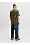 Dark Green Crew Neck T-Shirt with Logo Print - 4