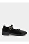 Black Patent Mary Jane Flats with Bow Detail