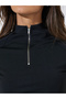 Black Solid Zip-Up High Neck Top and Leggings Co-Ord Set - 4