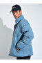 Men Blue Plain Oversized Puffer Jacket
