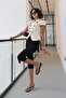 Double-Collared Asymmetric Jacket with Moon-Shaped Sleeves Stone - 4