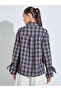 Burgundy Checked Tie-Up Cuffed Sleeves Shirt - 5