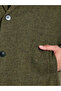 Men Olive Oversized Textured Buttoned Coat - 4
