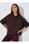 Coffee Brown Slogan Embroidery Oversized Hoodie