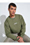 Men Olive Slogan Print Relaxed Sweatshirt