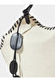Black Stitch Detail Canvas Tote Bag with A Pouch - 4