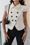 Double-Collared Asymmetric Jacket with Moon-Shaped Sleeves Stone - 3