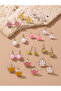 Girls Set of 12 - Flower and Pearl Stud Earrings