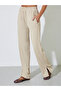 Cream Textured Knit Straight Leg Side Slit Pants