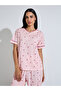 Pink All Over Star Print V Neck T-Shirt and Cuffed Hem Pants Pyjama Set - 2